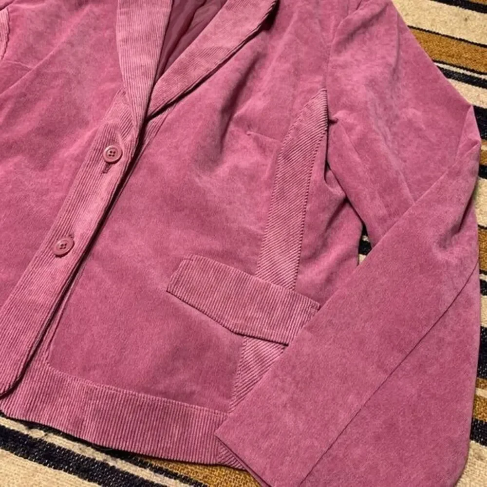 Vintage Requirements Purple Jacket Blazer Large Faux Suede Corduroy Y2K 90s Prep